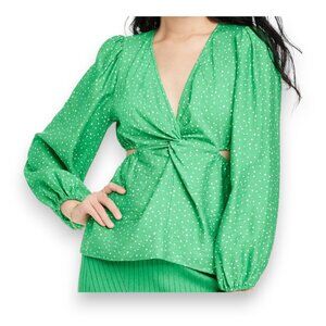 A new Day Puff Long Sleeve V-Neck Twist-Front Top